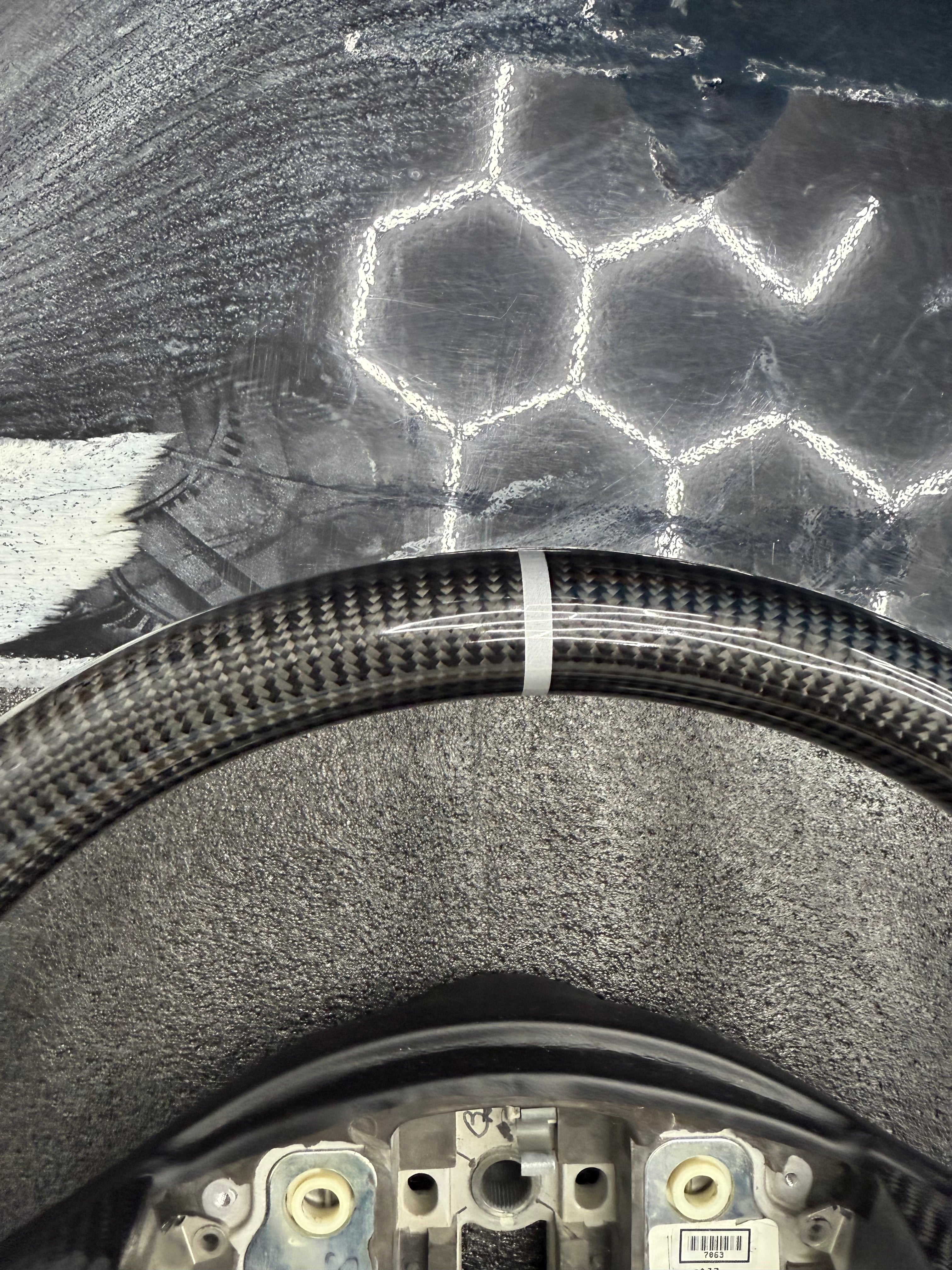 2003 - 2008 CTS, CTS-V V1 Custom Carbon Fiber Steering Wheel with Perforated Leather Hand Grips / Leather Rear Cover